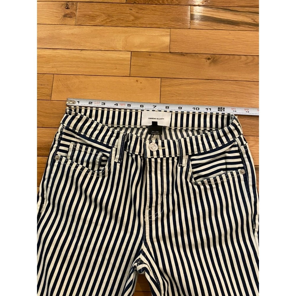 Current/Elliott Striped Ankle Skinny Jeans with Zipper Detail Size 25 - Picture 4 of 5